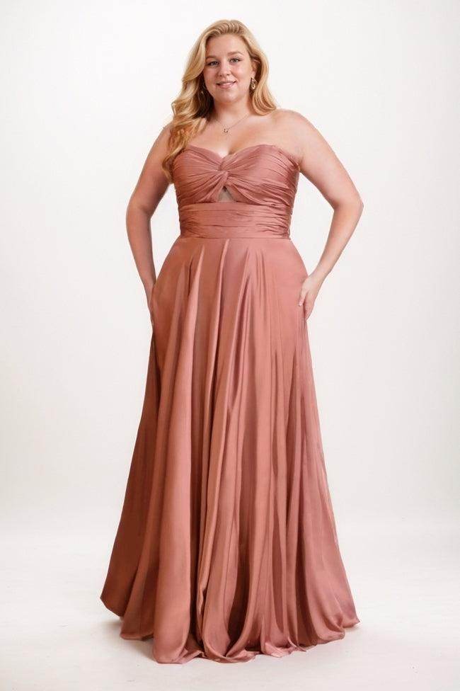 A-Line Maxi Satin Bridesmaid Dress CB0755 - COCOMELODY